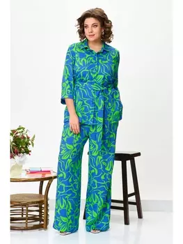 Брючные костюмы 1437 салатово-голубой