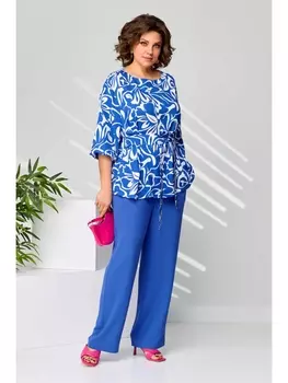 Брючные костюмы 1439 васильково-белый