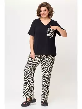 Брючные костюмы 143 черно-молочный