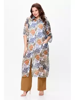 Брючные костюмы 144 горчица/мультиколор