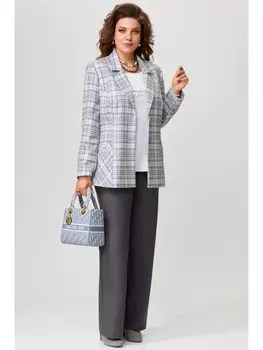 Брючные костюмы 1483 графит+голубой