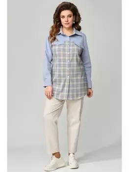 Брючные костюмы 1491 бежево-голубой