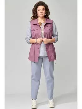 Брючные костюмы 1501 серо-розовый