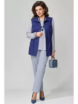 Брючные костюмы 1502 серо-синий