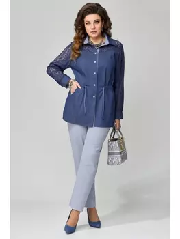 Брючные костюмы 1521 серо-синий