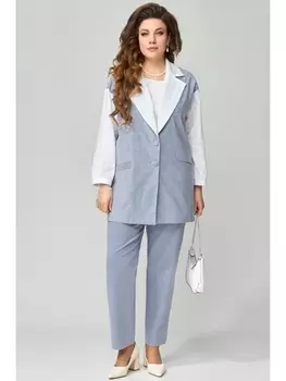 Брючные костюмы 1531 бело-голубой