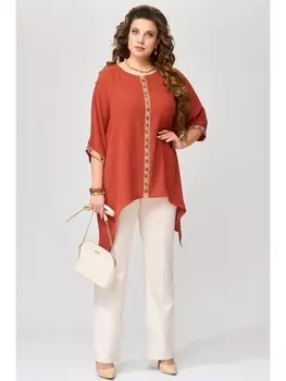 Брючные костюмы 1601 бежевый+терракот