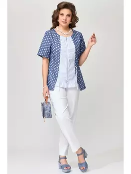 Брючные костюмы 1674 сине-белый