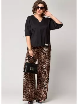 Брючные костюмы 170 черный+леопард