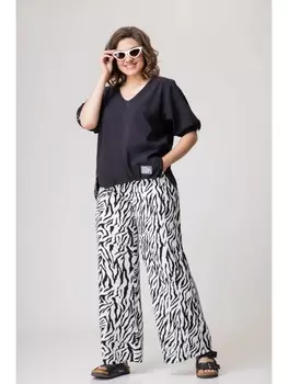 Брючные костюмы 170 черный+принт зебра