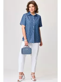 Брючные костюмы 1732 бело-синий