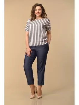 Брючные костюмы 1777/1 т.синий+бежевый