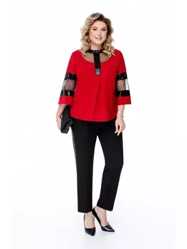 Брючные костюмы 1879 черный и бордовый