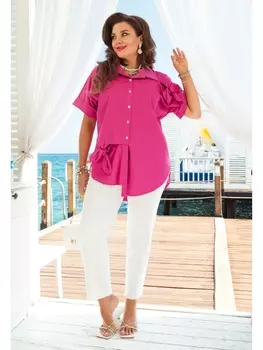 Брючные костюмы 20483 фуксия+молочный