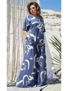 Брючные костюмы 20503/1 синий+белый