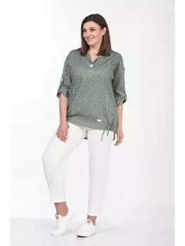 Брючные костюмы 2058/7 хаки+молочный