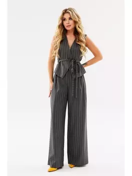 Брючные костюмы 2081 полоска серый