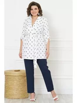 Брючные костюмы 2120 белый+синий