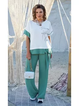 Брючные костюмы 21543 мятный+молочный