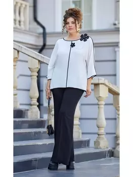 Брючные костюмы 23173 молочный+черный