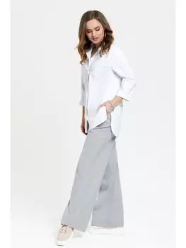 Брючные костюмы 2376 белый+сер.полоска