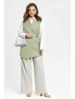 Брючные костюмы 2379 оливковый +беж