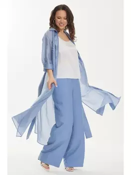 Брючные костюмы 2450 голубой+белый