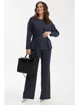 Брючные костюмы 2468 темно-синий в полоску
