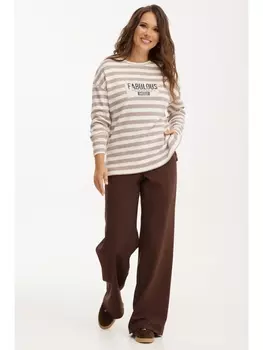 Брючные костюмы 2485 бежевый+коричневый