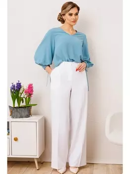 Брючные костюмы 2853 голубой_молочный