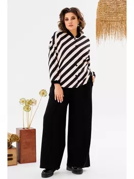 Брючные костюмы 2-2718 чёрный/беж