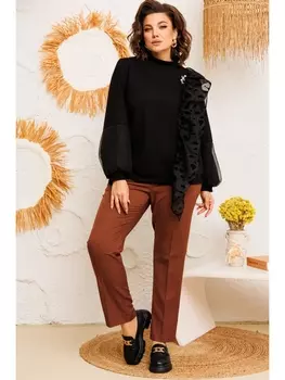 Брючные костюмы 2-2743 чёрный/коричневый