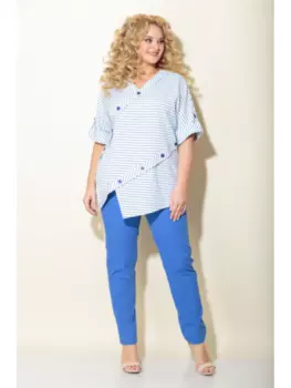 Брючные костюмы 3007 бело-синий