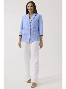 Брючные костюмы 3047 голубой+белый
