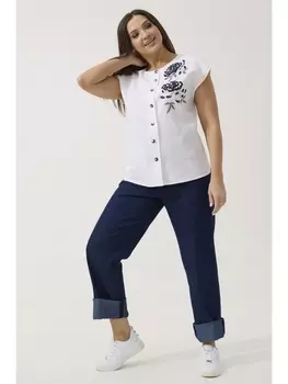 Брючные костюмы 3053 белый+темно-синий