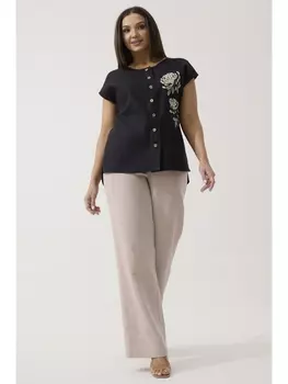 Брючные костюмы 3061 черный+бежевый