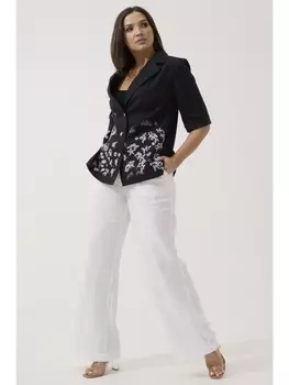 Брючные костюмы 3065 черный+белый