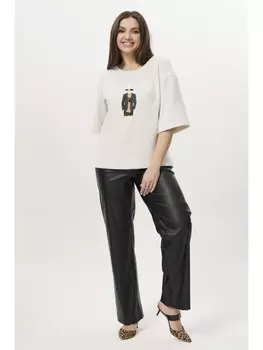 Брючные костюмы 3099 молочный+черный