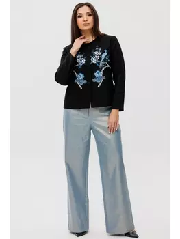 Брючные костюмы 3106 черный+голубой