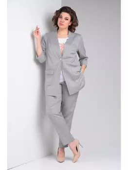 Брючные костюмы 372 серый+белый
