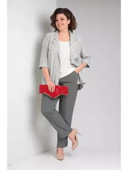 Брючные костюмы 374 серый+белый