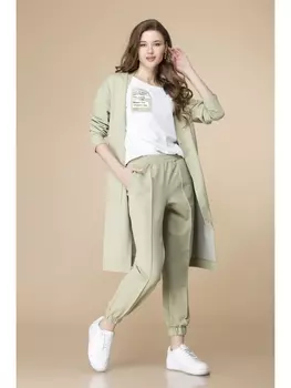 Брючные костюмы 3-2125 белый\хаки