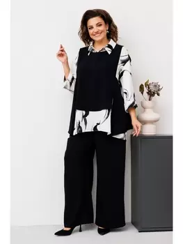 Брючные костюмы 3-2510 чёрный/белый
