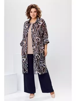 Брючные костюмы 3-2571 синий/бежевый