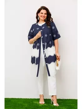 Брючные костюмы 3-2692 синий/белый