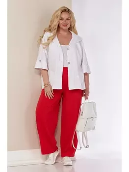 Брючные костюмы 4057 белый+красный
