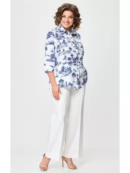 Брючные костюмы 408+601 молочно-голубой