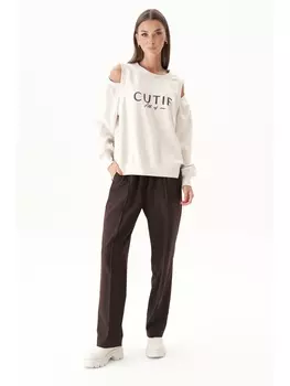 Брючные костюмы 4932 молочный+коричневый