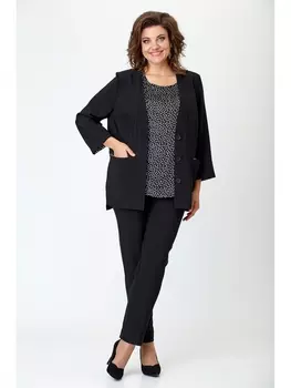 Брючные костюмы 5107 черный горох