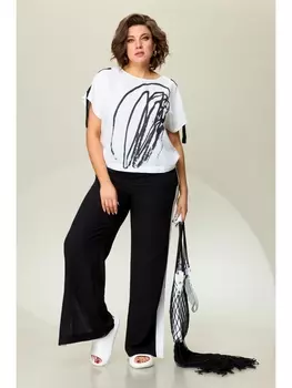 Брючные костюмы 6054 черный/белый